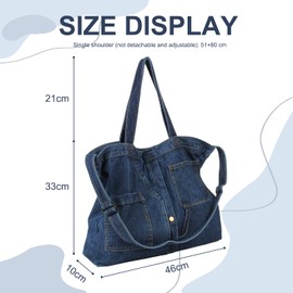 LHHMZ Denim Hobo Bags for Women Retro Jeans Shoulder Bag Casual Jeans Tote Handbags Denim Leisure Bags for Teenage Girls, Deep blue