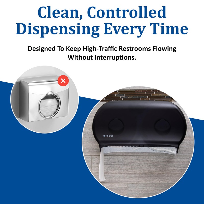 San Jamar - SJMR4000TBK R4000TBK Twin 9" Jumbo Tissue Dispenser,