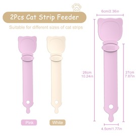 2Pcs Cat Strip Feeder Spoon, Cat Treat Spoon Squeeze for Wet Food, Easy Grip Design-Pink&White