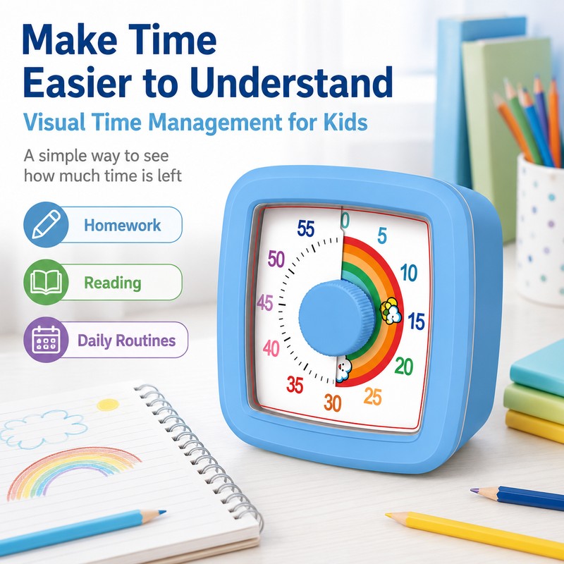 60-Minute Visual Timer for Kids & Kitchen – Silent Countdown