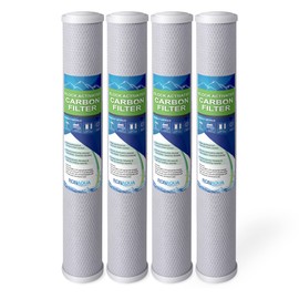 Standard Whole House Coconut Shell Carbon Block 5 Micron Water Filter 20” x 2.5” Fits 20” x 2.5” Housings. Remove Chlorine and Bad Odor. Compatible with C1-20, HX-CB-25-2010, F3WCB32 Pack of 4