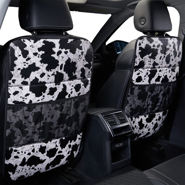 LSBS Cow Print Car Seat Back Kick Protectors,2 Pack Kick