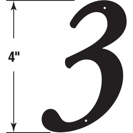 Prime-Line MP4113 House Address Number "3", Black Finish, Zinc Die Cast, 4 in. (Pack of 2)