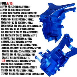 hopsupRC Aluminum Front Rear Upper Gearbox Covers & Shock Tower Upgrades for 1/10 Big Rock/Granite/Senton,1/8 Typhon 3S BLX 4wd,ARAC4400,Navy Blue