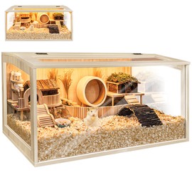 Prolee Hamster Cage Chewproof Wooden 24 Inch Guinea Pig Cages Mice and Rat Habitat Openable Top with Acrylic Sheets Solid Built