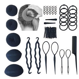 Hairstyle Maker Tool Kit Black Clips Donut Ball Head Hairpin DIY Hair Styling Accessories for Occupations, Home, Banquet