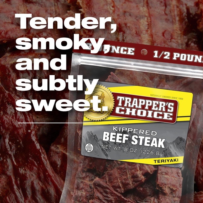 Old Trapper, Trapper's Choice Teriyaki Kippered Beef Steak, Eight-Ounce Individual