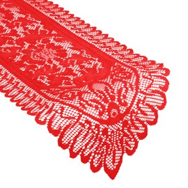 Christmas Table Runner, 71 Inch Red Flower Fabric Table Runner for Christmas Party Table Decorations Winter Xmas New Year Home Dinner Room Desk Decor Indoor