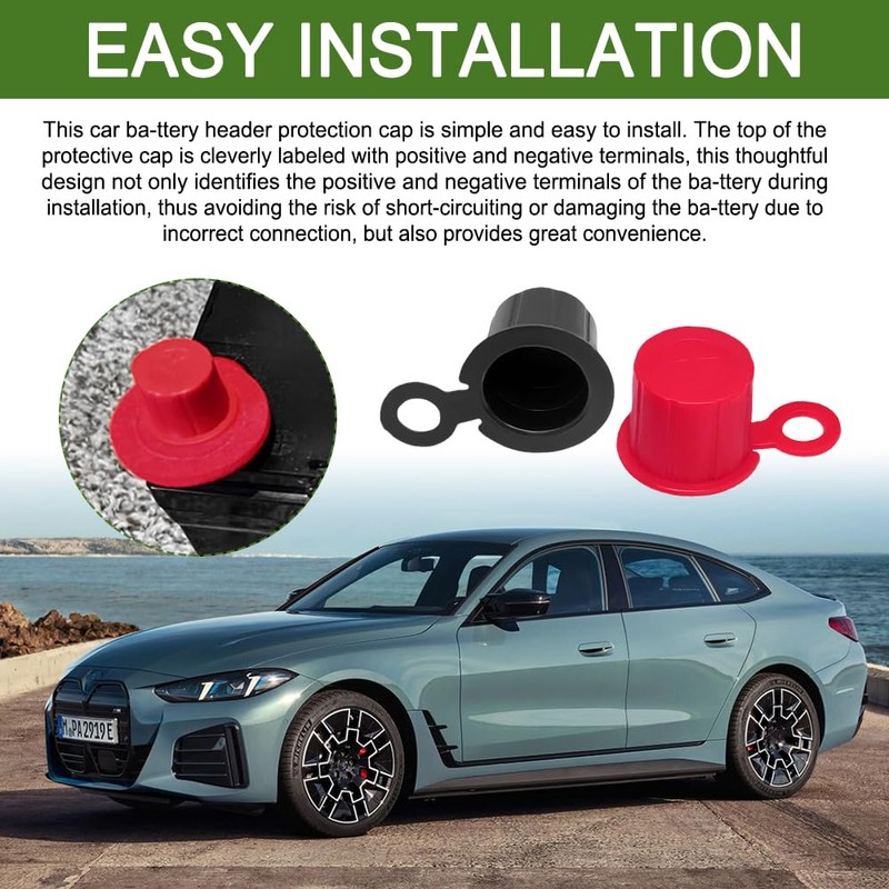 Rebvugr 4PCS Car Battery Terminal Cover, Battery Terminal Protector, Batteries