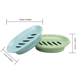 TCOTBE 2 Pack Soap Dishes,Removable Soap Drainers Plastic Soap Holder,Plastic Simple Double Compartment Drain Soap Box,Soap Saver Box Container for Bathroom,Blue, Green