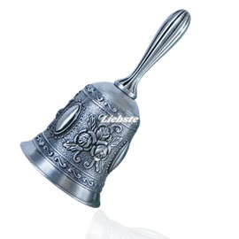 Liebste Hand Bell, Call Bell, Call Bell, Reception Counter, Tabletop Bell, Restaurant Bell, Triangle Lottery (Antique Silver 1 Piece)