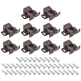 uxcell Retro Cabinet Door Double Roller Catch Ball Latch with Prong Hardware Mounting Screws 32mm Bronze Tone 10pcs