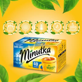 Minutka® Earl Grey Tea 40 Tea Bags - 1 Box - 1 x 56 g - High-Quality Blend of Black Tea Varieties - Black Tea Bags Express Cay - Vegan Gluten Free