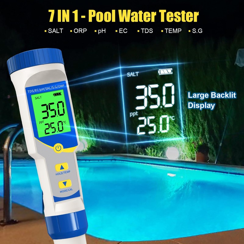 Yewhick Pool Salt Tester pH and Salt Meter for Saltwater