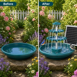 3-Tier Solar Bird Bath Fountain with 3.5W Detachable Solar Panel – Compact 24 cm Outdoor Water Feature for Garden and Patio