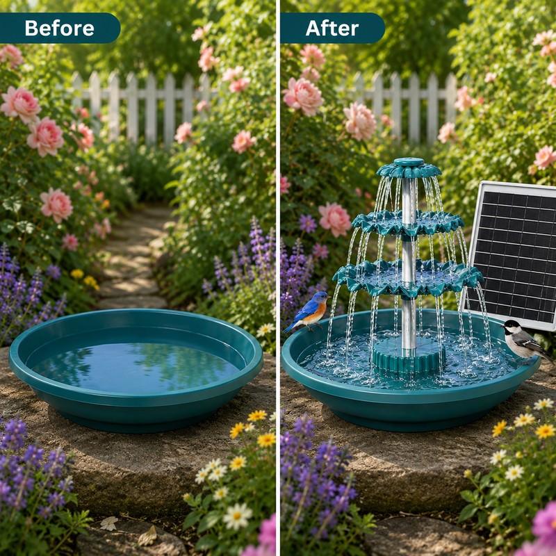 3-Tier Solar Bird Bath Fountain with 3.5W Detachable Solar Panel