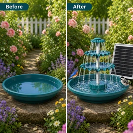 3-Tier Solar Bird Bath Fountain with 3.5W Detachable Solar Panel – Compact 24 cm Outdoor Water Feature for Garden and Patio