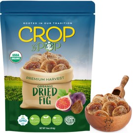 CROP BY POP - Organic Dry Fruits Sun Dried Figs, (16oz - 1 LB) Packed Fresh in Resealable Bag - Sweet Snack, Healthy Food, Naturally Grown, Vegan, Kosher Certified