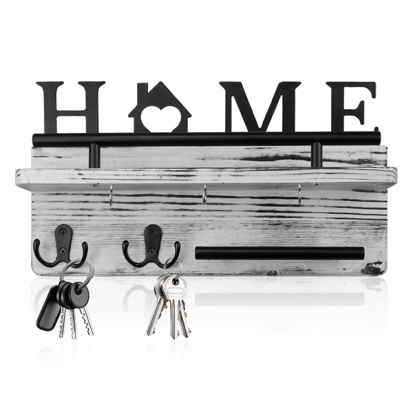 Rongxze Key Holder for Wall, Wooden Key Rack with 5