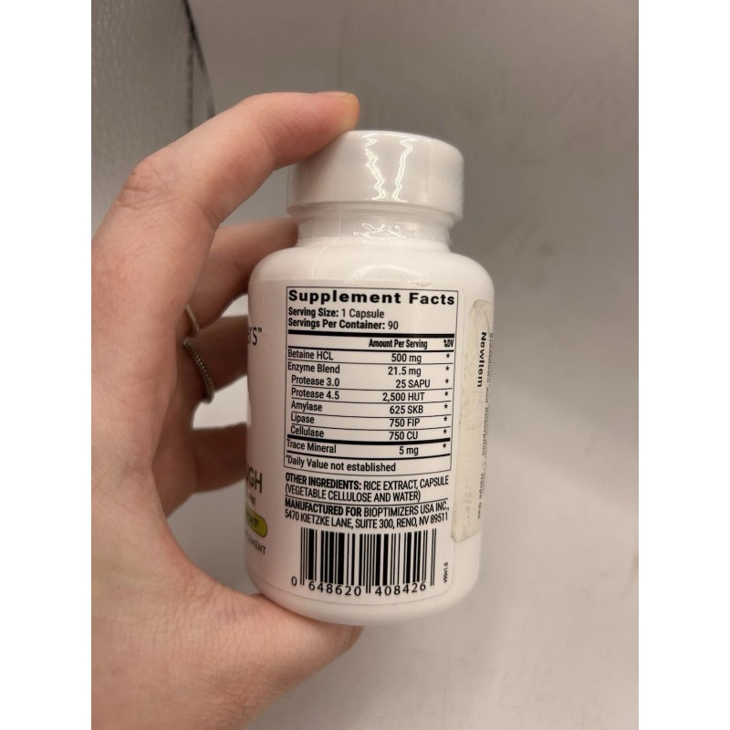Bioptimizers HCL Breakthrough - Increase Stomach Acid - w/ Digestive