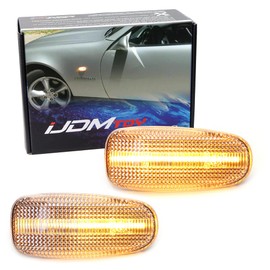 iJDMTOY Clear Lens Amber Full LED Sequential Blink Fender Side Marker Indicator Lights Compatible With Mercedes CLK SLK Class Dodge Sprinter, Powered by 20-SMD LED, Replace OEM Sidemarker Lamps