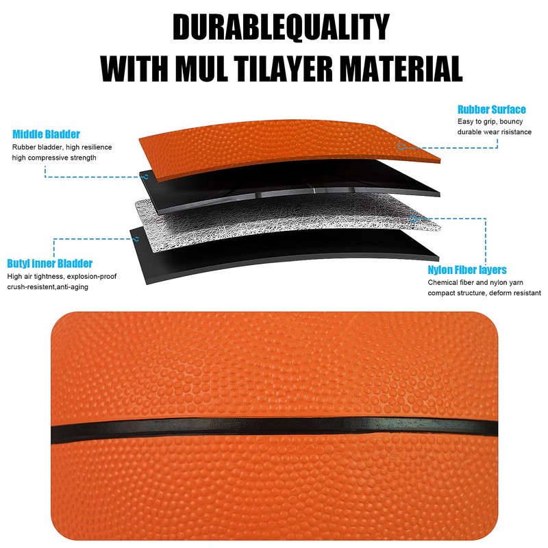 Aoneky Indoor/Outdoor Mini Rubber Basketball with Pump - Size 6