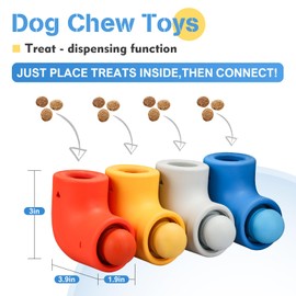 paatata Dog Puzzle Toys Interactive Pipe Dog Chew Toys with Treat Dispenser & Snap Compartment Boredom Busters for Puppies & Adult Dogs (1, 4pcs)