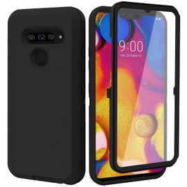 Annymall Bumper Case for LG V40 & V40 ThinQ, Heavy Duty Protection, Built in Screen Protector, Drop Proof (Black)