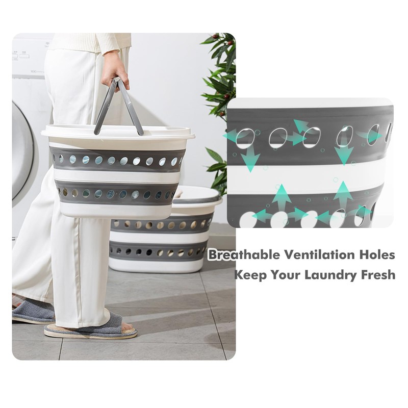 Collapsible Laundry Baskets with Handles 4.2Gallon Heavy Duty Laundry Basket