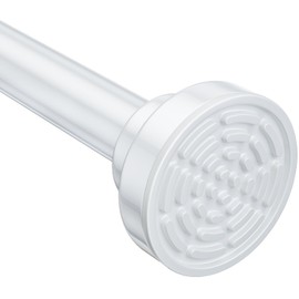 Ausemku Shower Curtain Rod - 32-104 Inch Rustproof Tension Rod, Non-Slip Spring Design, No Drilling Adjustable Curtain Rod for Bathroom, Kitchen, and Closet（White）