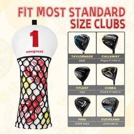 Golf Club Head covers for Driver 460CC DR #1 Elastic Closure White PU Leather Crayfish Net Design