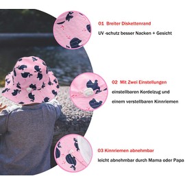 Foruhoo Girls’ Breathable, Wide Brim Hat, UV Protection, Fishing Hat with Drawstring - Whale, size: 52