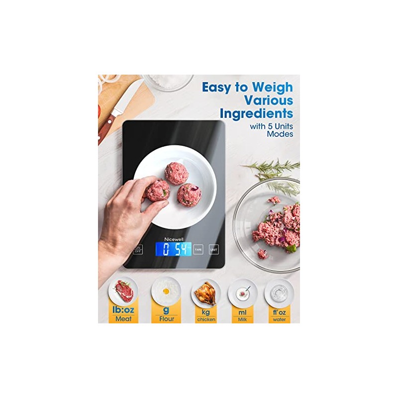 Nicewell Digital Kitchen Food Scale 22lb for Cooking Baking |