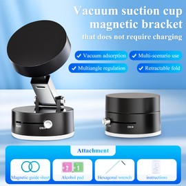 Diinou Vacuum Magnetic Suction Phone Holder, 2025 New Magnetic Suction Phone Mount, Foldable and Retractable Double-Sided Magnetic Phone Holder, Folding Swivel Stand, for Car/Mirror/Gym(Black)
