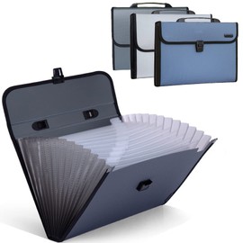 Carpetas Organizadoras, Folder Organizador con 13 Bolsillos, Carpeta Organizador de Documentos Expandible de Acordeón, Organizador de Archivos Tamaño A4, Gran Capacidad, Portátil (Gris)