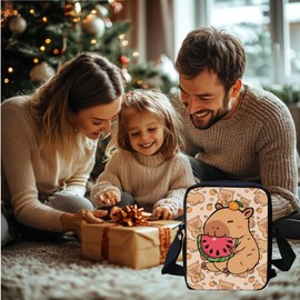 Wnbucioht Capybara Print Crossbody Purse for Men Women Black Sling Shoulder Handbags Portable Travel Tote Bags Cute Capybara Small Messenger Hand Bags Zipper Wallet