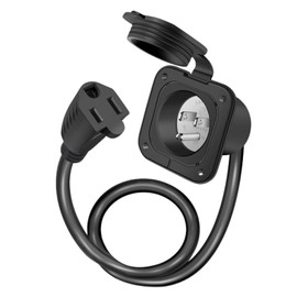 Fuoequl 15 Amp AC Port Plug RV Electrical Outlet with 18" Extension Cord for RV Trailer Camping Boats