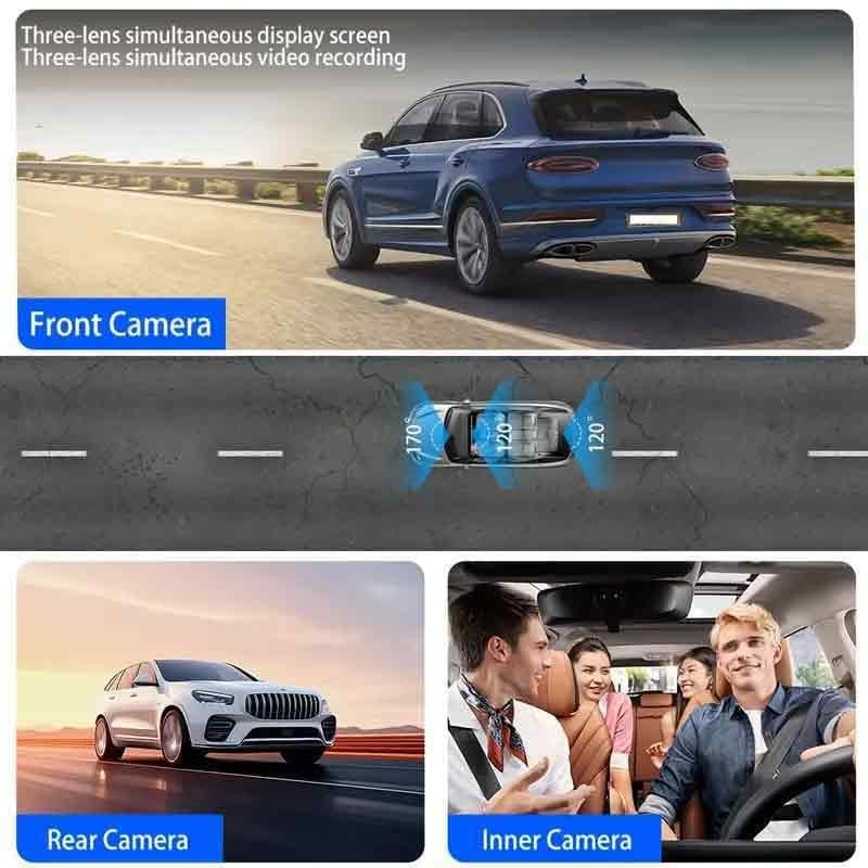 WAVANCKY 3 Channel Dash Cam Front and Rear Inside for