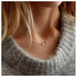 Cimenexe Bohemian Circle Pendant Necklace Choker Karma Circle Choker Necklace Gold Hollow Circle Necklace Chain Minimalist Eternity Necklace Chain Jewelry for Women and Girls Gifts