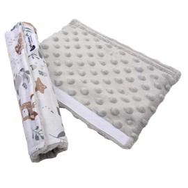 Medi Partners Seat Belt Pad Shoulder Pad for Car 17 x 22 cm Baby 100% Cotton Minky Double-Sided Car Belt Protector Sports Car Scrub Deer with Grey Minky