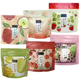 Fruit Tea Set of 6 Types [Aomori Honey Apple Japanese Tea 0.08 oz (2 g) x 5, Shizuoka Red Cheek Japanese Tea 0.8 oz (2 g) x 5, Yamanashi White Peach Japanese Tea 2 g x 5, Japanese Tea from Yamagata