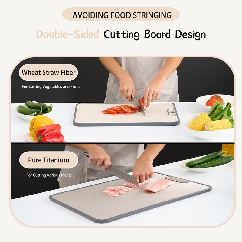 Titanium Cutting Boards for Kitchen Double-Sided, Cutting Board Double Sided