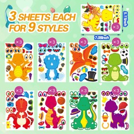 27 Pieces Make Your Own Dinosaur Stickers Make A Face Stickers for Kids Toddlers with Dinosaur System DIY Craft Stickers Kids Party Favor Supplies Crafts