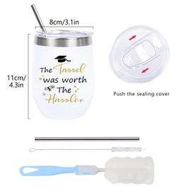Nwvuop Graduation Gifts, Graduation Gifts for Her Congratulation Cup, The Tassel was Worth The Hassle