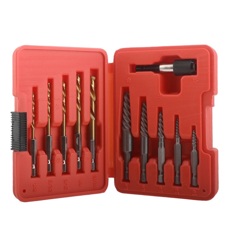 11Pcs Screw Extractor and Left Hand Drill Bits Set Included