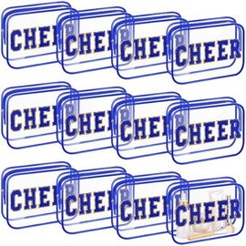 Kacctyen 12 Pack Cheer Clear Makeup Bags, Blue, Travel Cosmetic Pouches