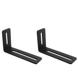 JCBIZ 2PCS Black Heavy Duty Mending Plate Flat Straight Metal Steel Repair Fixing Bracket Connector Adjustable L-Bracket Single Slot Angle Code Corner Brace Furniture Reinforced Right Angle Connector