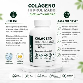 Colágeno Hidrolizado  Biotina  120 Caps Piel Cabello Uñas Sin Sabor