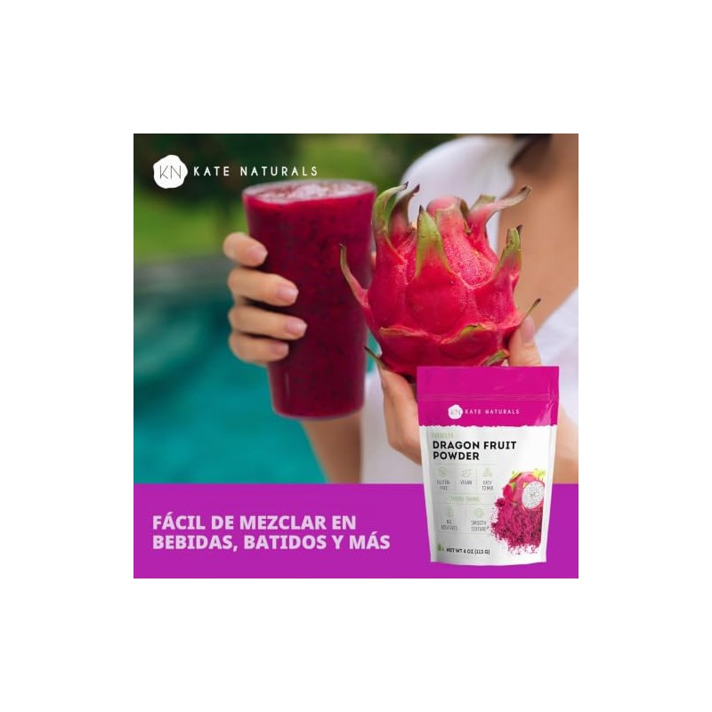 Polvo Fruta Dragón Hornear Beber Onzas Kate Naturals Vegano Gluten