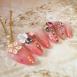 Flower ending handmade nail tip - Natural / 플라워 엔딩 수제네일팁 - 내츄럴